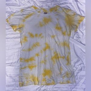 PINK tee, size: xs, color: white& yellow